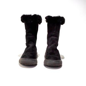 Zara Black Snow Boot Size 6 Black Vegan Suede Fur-Lined Chunky Platform Heel